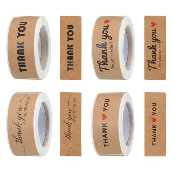 Thank You for Your Order/Purchase Stickers 4 Roll 1x3 Inch Adhesive Rectangle Gift Seal Labels DIY 120 Count/Roll