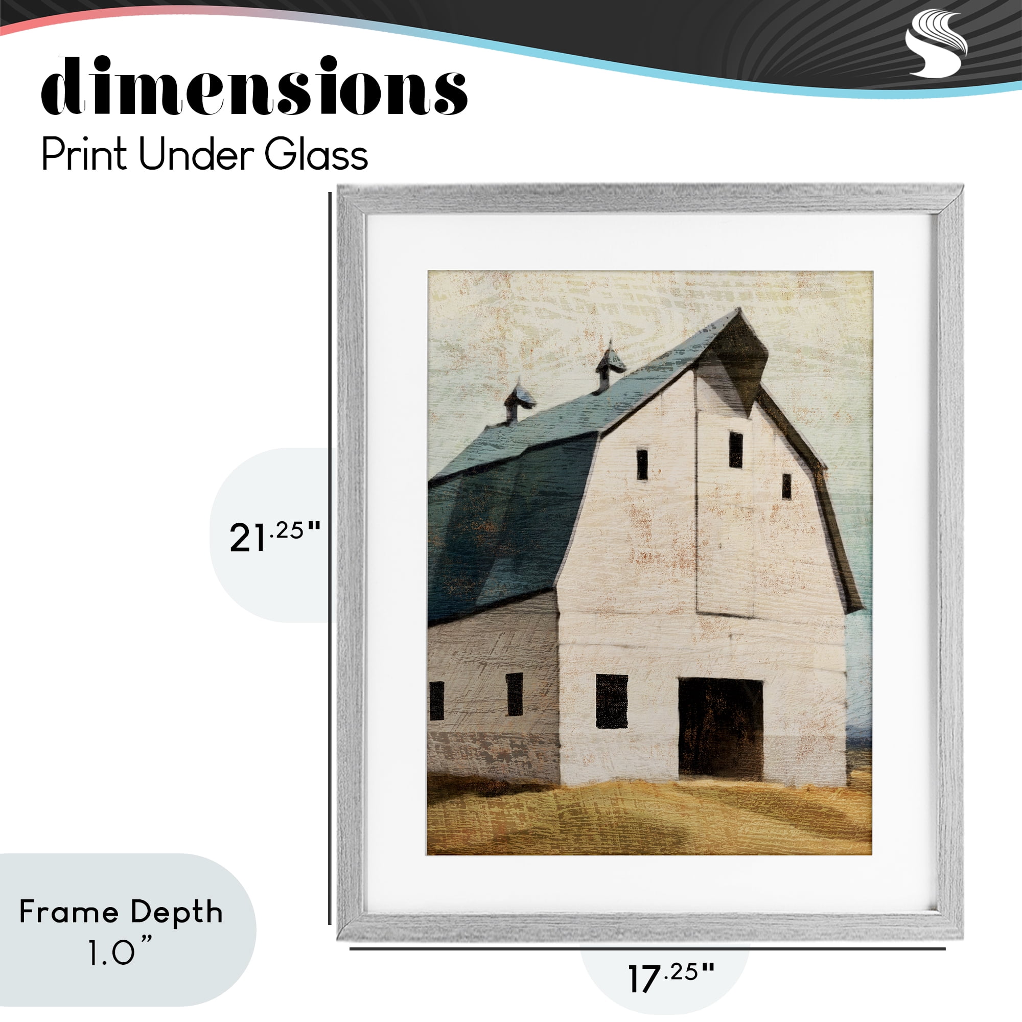 Stupell Industries Rustic Big Barn Blue Gray Framed Print Under Glass, design by Susan Jill