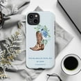 thumbnail image 6 of Cowboy Boot Floral Bible Verse Phone Case, 2 Corinthians 5:7 Inspirational Christian Design for iPhone 16 15 14 13 12 11 Pro Max Mini, 6 of 6