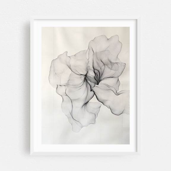 Fine Line Floral Art Minimalist Botanical Prints - Line Drawing White Framed Wall Art Print 16 x 20 inches