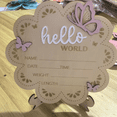 thumbnail image 6 of Wooden Baby Announcement Sign, 7x6.81in, Butterfly World Newborn Sign, Baby Name Plaque Board, Newborn Welcome Signs, Shower Nursery Decor, Wooden Newborn Welcome SignforShower, Baby Name Plaque, 6 of 7
