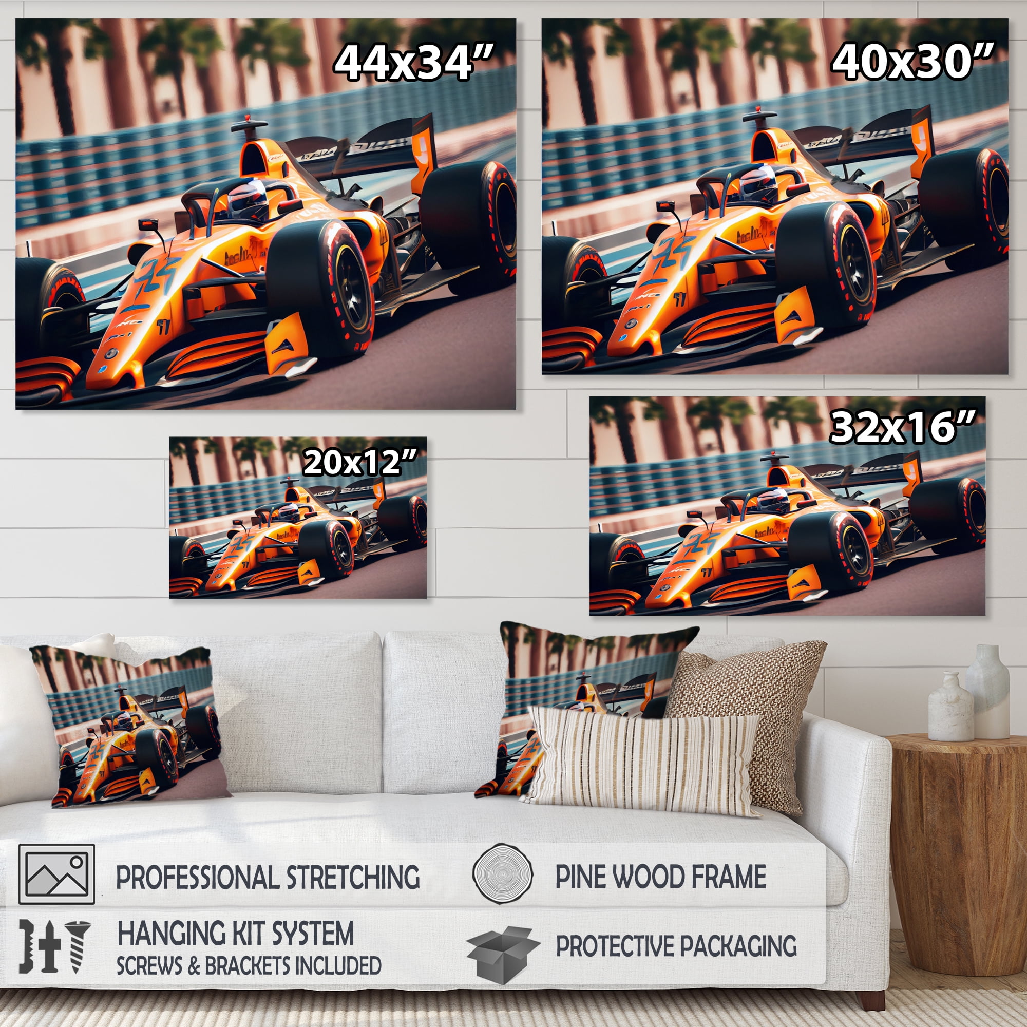 Designart Formula Car Racing VIII Canvas Wall Art