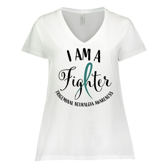 Inktastic Trigeminal Neuralgia Awareness I Am a Fighter Women's Plus Size V-Neck T-Shirt