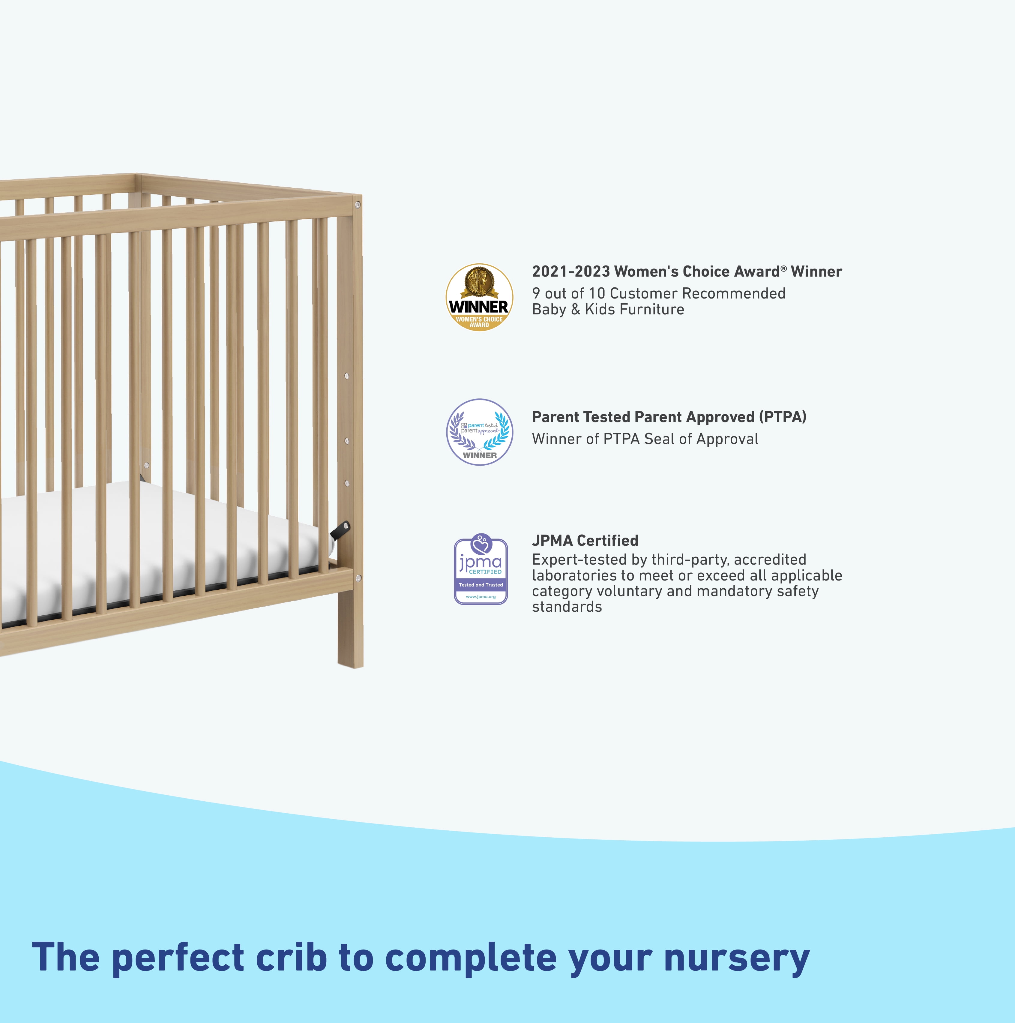 Graco Teddi 4-in-1 Convertible Mini Baby Crib with Mattress, Driftwood
