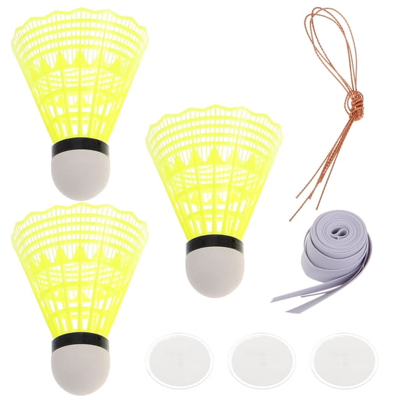 HEMOTON Solo Badminton Training Equipment Rebound Shuttlecock Tool for One Person Yellow Faux Nylon