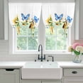 thumbnail image 5 of Summer Floral Tie Up Curtain 45 Inches Long, Watercolor Butterfly Romantic Sunflowers Farmhouse Balloon Style Kitchen Window Curtain Over Sink, Small Window Rod Pocket Curtain 52"x45", 5 of 9