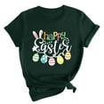 thumbnail image 2 of Virmaxy Happy Easter T-Shirt for Women Easter Egg Letter Print Tees Tops Fashion Crewneck Printed Short Sleeve T-Shirt Casual Loose Shirt Tops Olive Green-A 2XL, 2 of 4