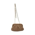 thumbnail image 5 of Xinyolin Women Shoulder Bag - Slim Metal Chain, Straw Braided, Solid Color, Large Capacity, Commuting Bag, 5 of 8