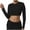 Black, variant on ShiShine Long Sleeve Crop Tops for Women Workout Athletic Gym Shirts Crew Neck Cropped Sweatshirts