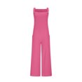 thumbnail image 4 of Caywon Womens Overalls Casual Loose Fit Dungarees Romper Baggy Playsuit Imitation Linen Style Jumpsuit One Piece Outfit Comfortable Lightweight Fabric Relaxed Hot Pink 2XL, 4 of 6