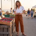thumbnail image 2 of Womens Wide Leg Linen Pants Elastic Waist Lightweight Casual Flowy Palazzo Lounge Trousers with Pockets, M, 2 of 7