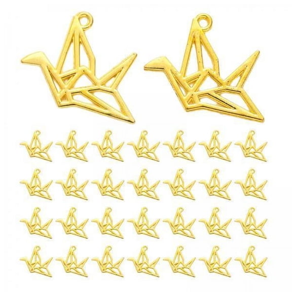 Milageto 3x 30x Crane Charms Jewelry Pendants 3D Paper Crane Charm for Jewelry Making for Earrings Necklaces Findings Accessories