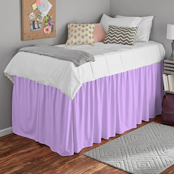 College Dorm Bedskirt, Ruffled Dorm Bedskirt for Dorm Bed, Twin XL Size, 100% Microfiber, Bedskirt Dorm 30" Drop Extra Soft and Luxury -Lavender Solid.