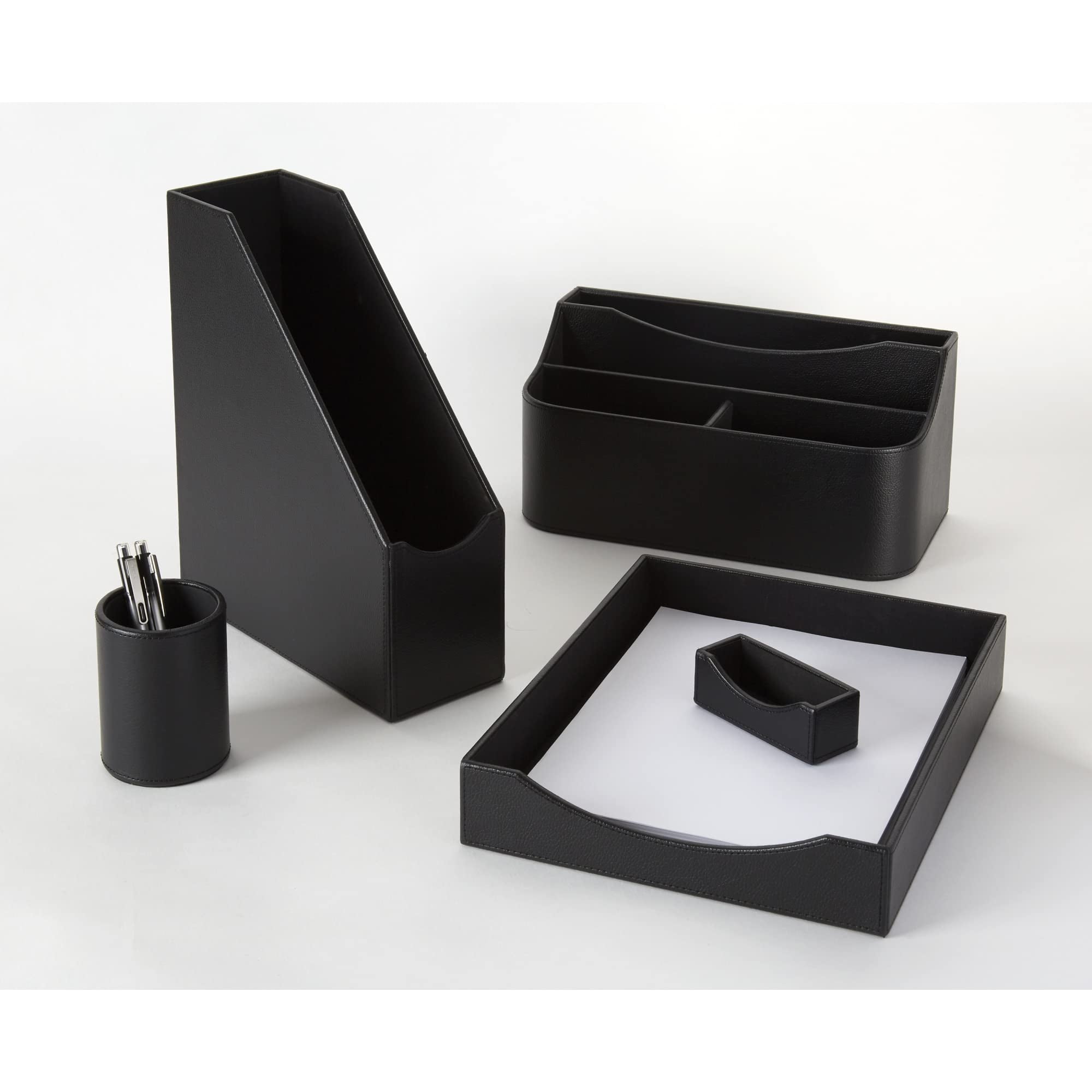 Realspace® Faux Leather Paper Tray, Black