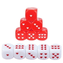ZPAQI Pack of 10 White 25mm Acrylic Dices Cubes with Loves Heart Dots for Party Use