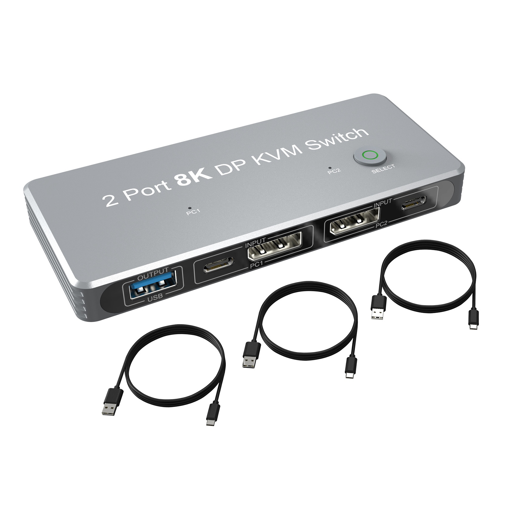 8K Displayport KVM Switch 4K144Hz Split Screen Converter 2 Port 8K DP