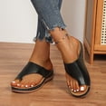 thumbnail image 6 of DeHolifer Sandals Women Leather Clip Toe Slip On Wedge Sandals Summer Beach Outdoor Dress Walking Sandals with Arch Support, 6 of 8
