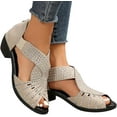 thumbnail image 3 of Vintage Western Sandals for Women - Peep Toe Mid Heel Party Shoes with Rear zipper, Comfortable Summer Sandals, 3 of 12