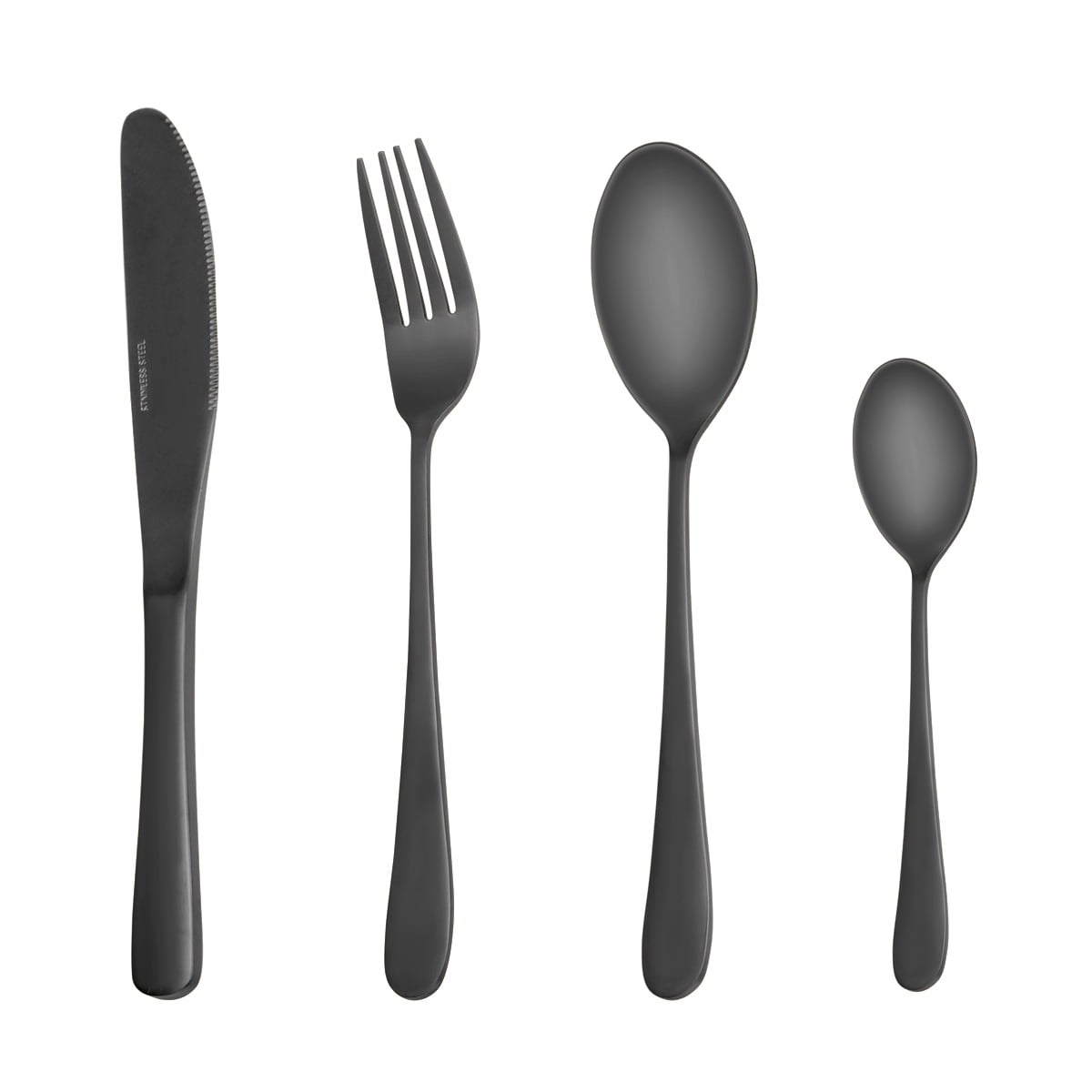 Black Wooden Box Flatware Utensils set for 6, Lekoton 24 Piece ...