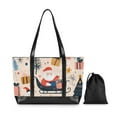 thumbnail image 7 of FORMRS Canvas Laptop Tote Bag for Women with 15.6" Computer Compartments Shoulder Handbag, Beige Christmas Santa, 7 of 7