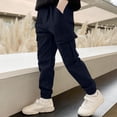thumbnail image 2 of Ticikt Boys Cargo Jogger Pants Fashion Casual Tapered Ankle Pants for Big Kids Youth Pure Color Loose Fit Comfortable Outdoor School Wear, 2 of 5