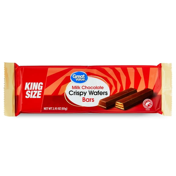 Great Value Milk Chocolate Crispy Wafer Bars, King Size 2.93 oz