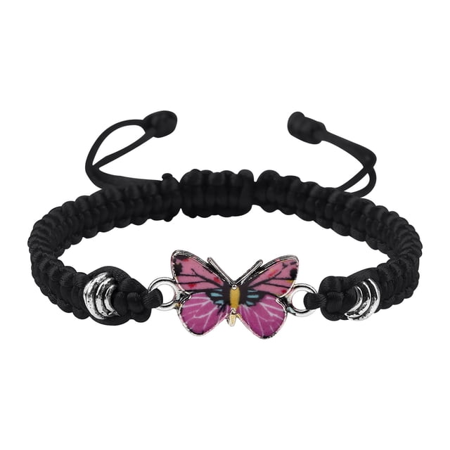 Pulseras para mujer, regalos para mujer, pulsera para enamorados, pulsera tejida a mano para San Valentín, joyería para novias, pulsera con dije de mariposa.