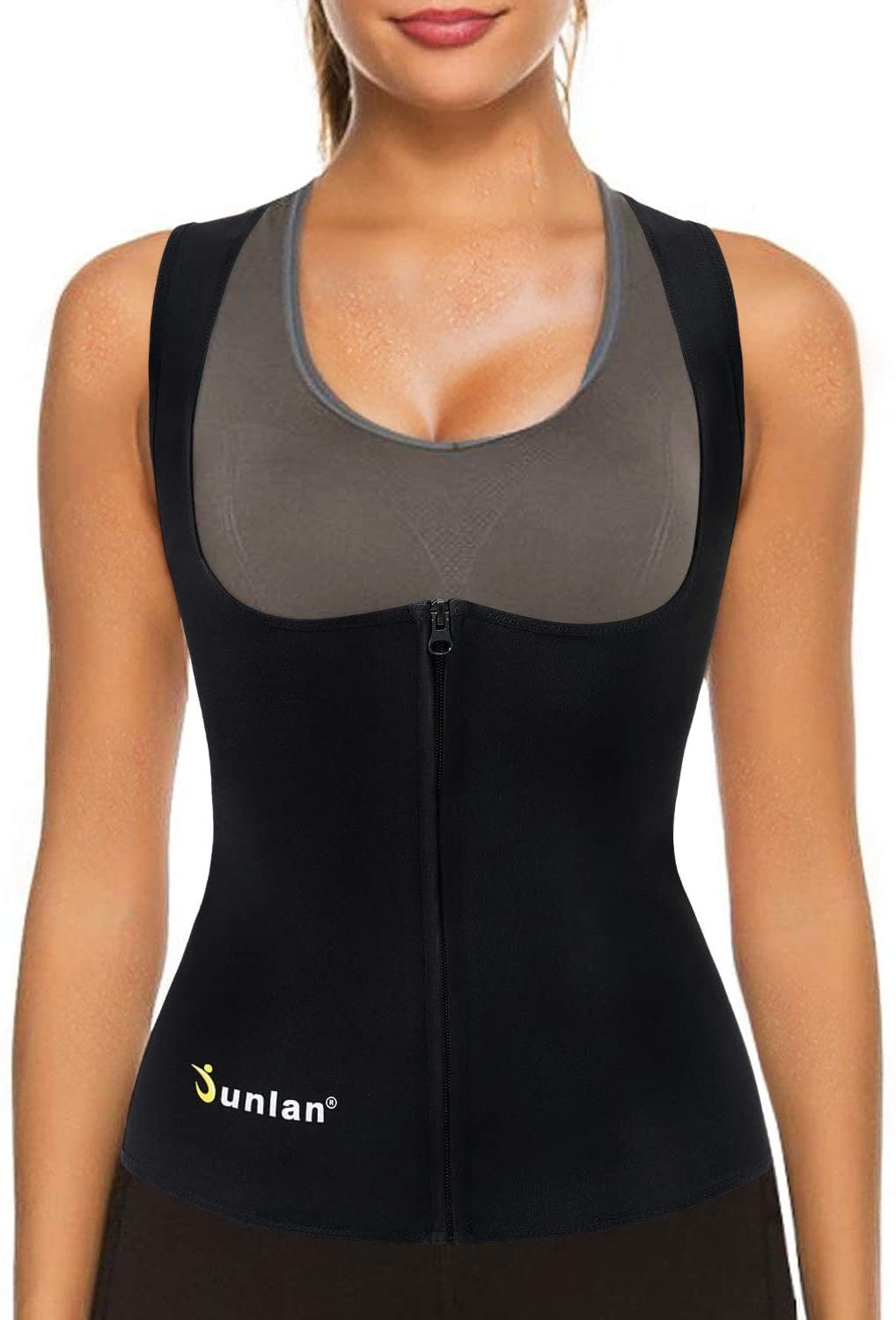 Junlan Women Sauna Sweat Vest with Front Zipper for Sport Workout Weight Loss Black Small Walmart