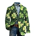thumbnail image 5 of BLTIBY Men's St. Patrick's Day Corduroy Blazer Shamrock Jacket Button Loose Work Lapel Coat with Pockets Green 9 S, 5 of 5