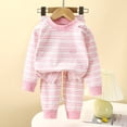 thumbnail image 2 of WNVMWI Fall Baby Clothes for Girls 2 Piece Outfit Toddlers Thermal Underwear Set Long Sleeve Top And Pants Sets 100 Pink, 2 of 4