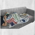 thumbnail image 6 of United States Soft Flannel Fleece Blanket, Grunge Stamps of America Las Vegas New York San Francisco Hawaii Illustration, Cozy Plush for Indoor and Outdoor Use, 50" x 70", Multicolor, by Ambesonne, 6 of 6