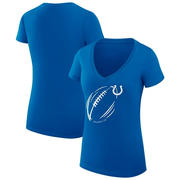 Women's G-III 4Her by Carl Banks Royal Indianapolis Colts Super-Slim Fit Lightweight Subtle Football V-Neck T-Shirt