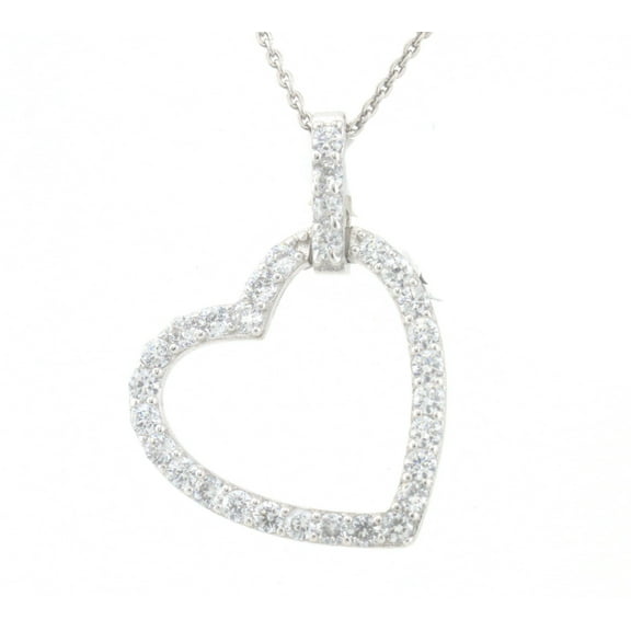 Sterling Silver Heart Cubic Zirconia Mircopave Pendant 26x15mm