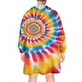 thumbnail image 2 of Colorful Rainbow Tie Dye Spiral Pattern Wearable Oversized Blanket,Wearable Blanket Hoodie for Adults,Cozy Hooded Blankets with Super Pockets,Super Warm Fuzzy Pullover for Women & Men, 2 of 6