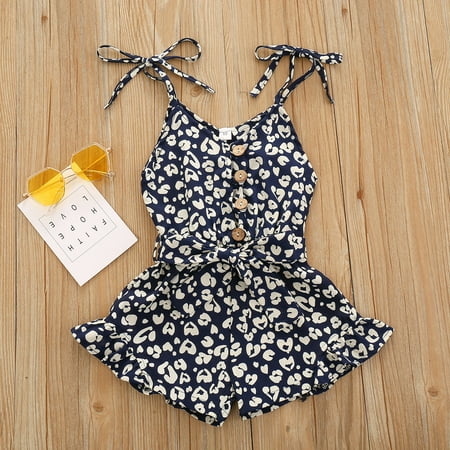 

NEGJ Jumpsuit Romper Toddler Sleeveless Baby Girls Printed Leopard Suspender Girls Romper&Jumpsuit