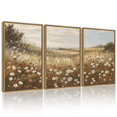 thumbnail image 4 of Drsoum Vintage Landscape Wall Art 16x24in3pcs Natural Framed Grassland Meadow Wildflower Field Wall Prints Classic Retro Farmhouse Rustic Decorations, 4 of 7