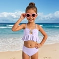 thumbnail image 5 of Baby Swimsuit Girl 9-16Y Girls High Waisted Bikini Sets Sport Two Piece Swimsuit Solid Color Ribbed Bathing Suit with Pockets, 5 of 6