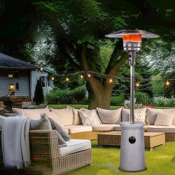 Afterglow 48,000 BTU Terrafab Base Patio Heater, Internal Gas Tank, Light Gray