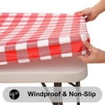 thumbnail image 2 of Rectangle Picnic Table Cloth, Elastic Waterproof Fitted Vinyl Tablecloth for 4 FT Tables, Flannel Backed Buffalo Plaid Table Covers for Dining, Camping, Outdoor (Black and White, 30" x 48"), 2 of 8