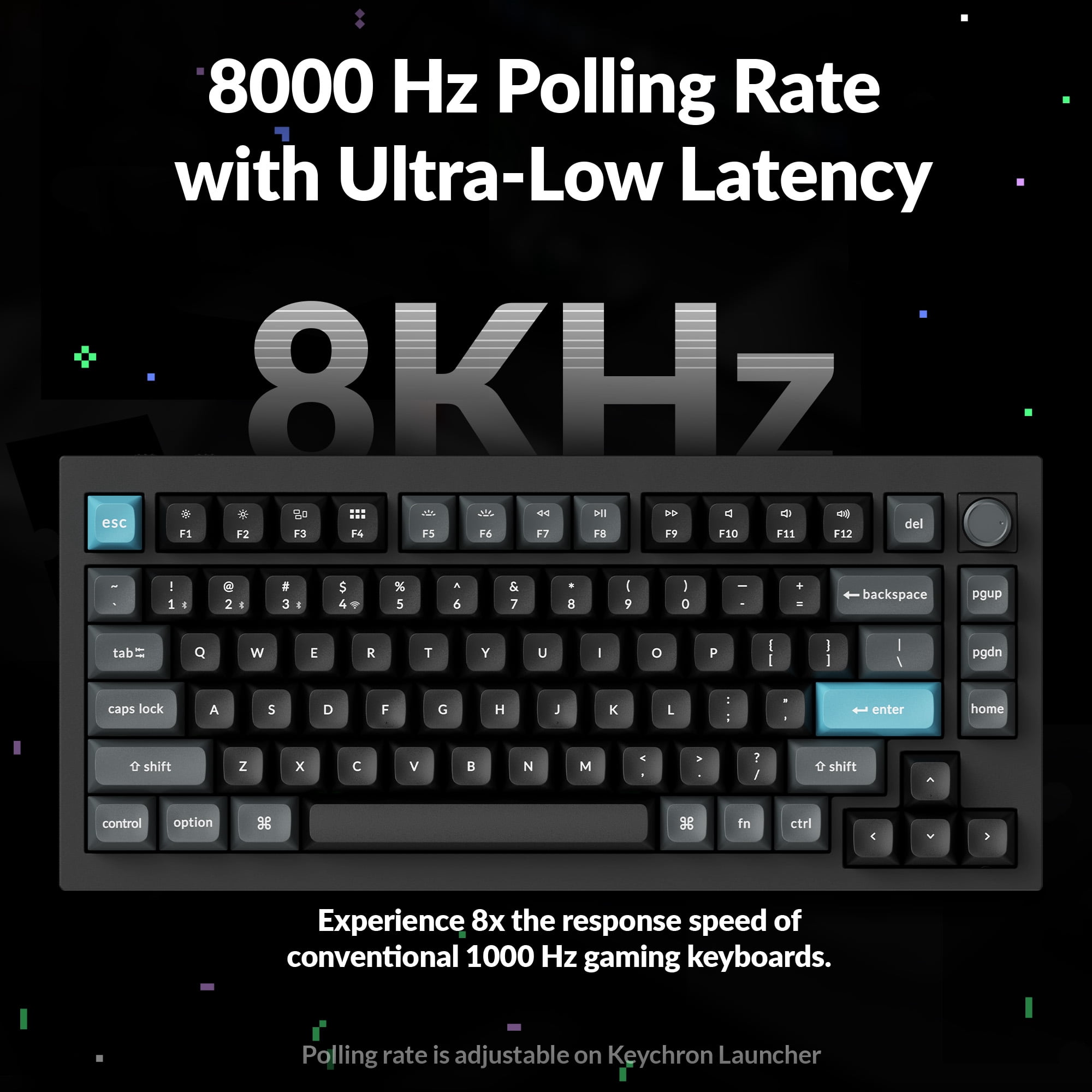 Keychron Q1 Ultra 8K 75% Wireless Mechanical Keyboard, Aluminum Hot-Swappable RGB Backlight, Banana Switch, 82 Keys, 2.4GHz/Bluetooth/Wired, KSA PBT Keycaps, for Mac Windows Linux – White