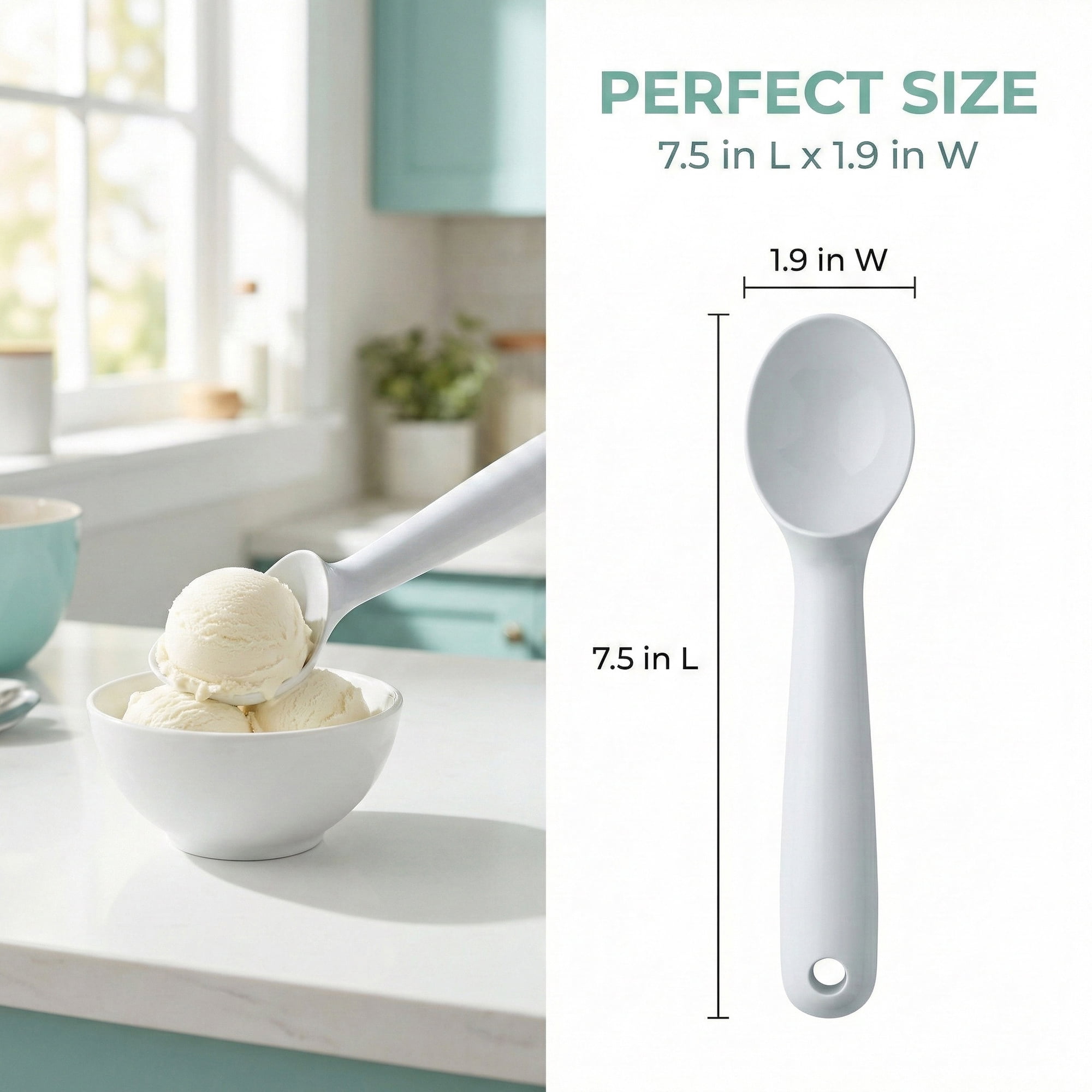 Unique Bargains Aluminum Alloy Hangable Ice Cream Scoop Grey-1Pcs 7.5*1.9inch