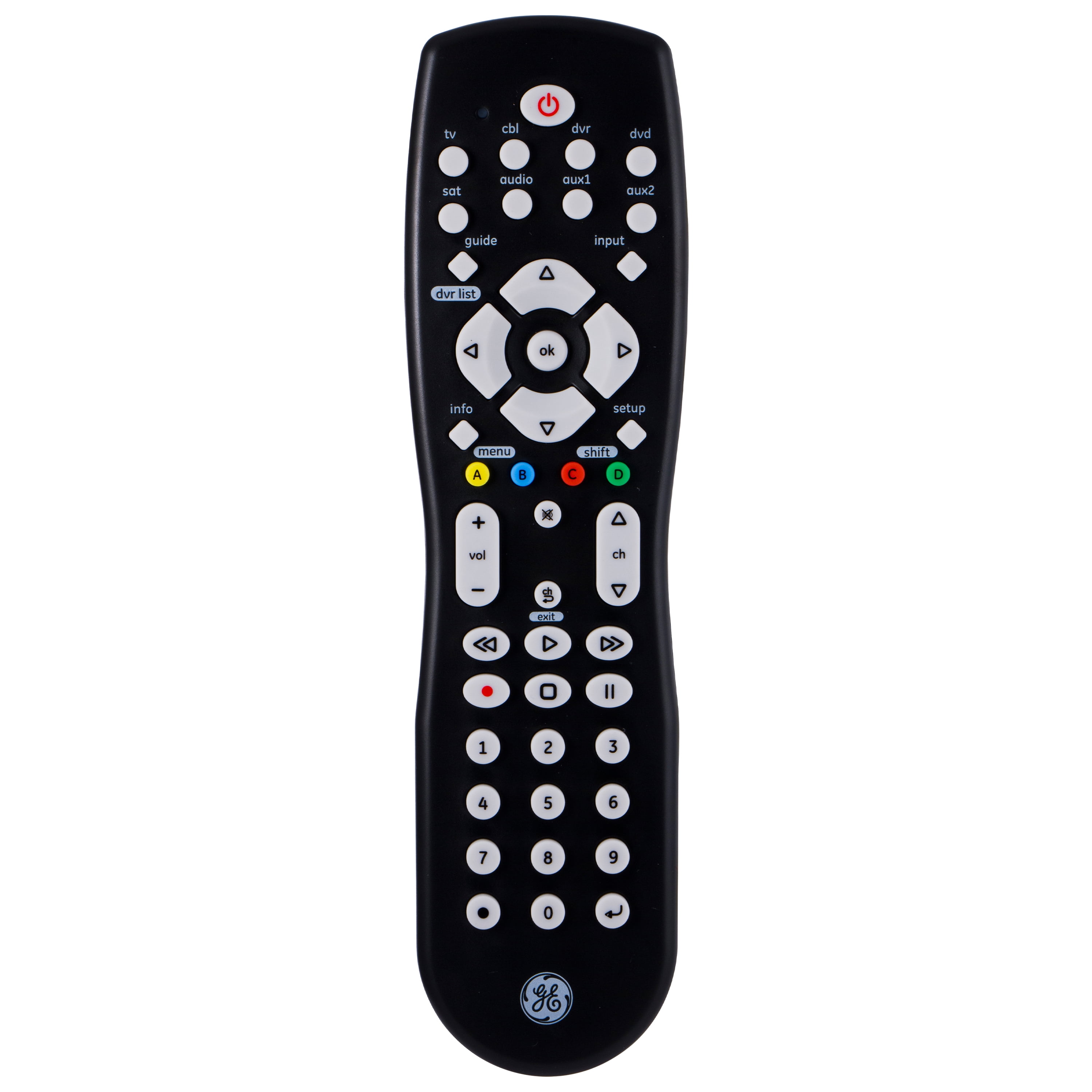 GE 8Device Big Button Universal TV Remote Control in Black