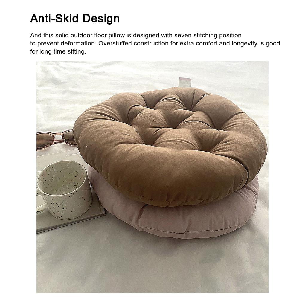 GeweYeeli Round Shape Seat Cushion Pillow Floor Cushions Stools Pad  Anti-slide Thickened for Sitting Meditation Living Room Light Brown 