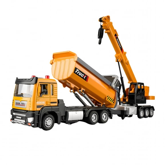 BESTSKY Alloy Dump Truck Toy with Sound Light Movable Joints Realistic Kids Construction Vehicle Engineering Crane Mixer Excavator Truck Model Toddlers Boys Birthday Gift
