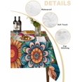 thumbnail image 5 of Boho Teal Flower Rectangle Tablecloth, Spring Bohemia Chic Red Yellow Floral Waterproof & StainResistant Tablecloth, Washable Oil-proof Table Cover for Dining/Party/Wedding/Camping/Buffet 60x102 In, 5 of 9