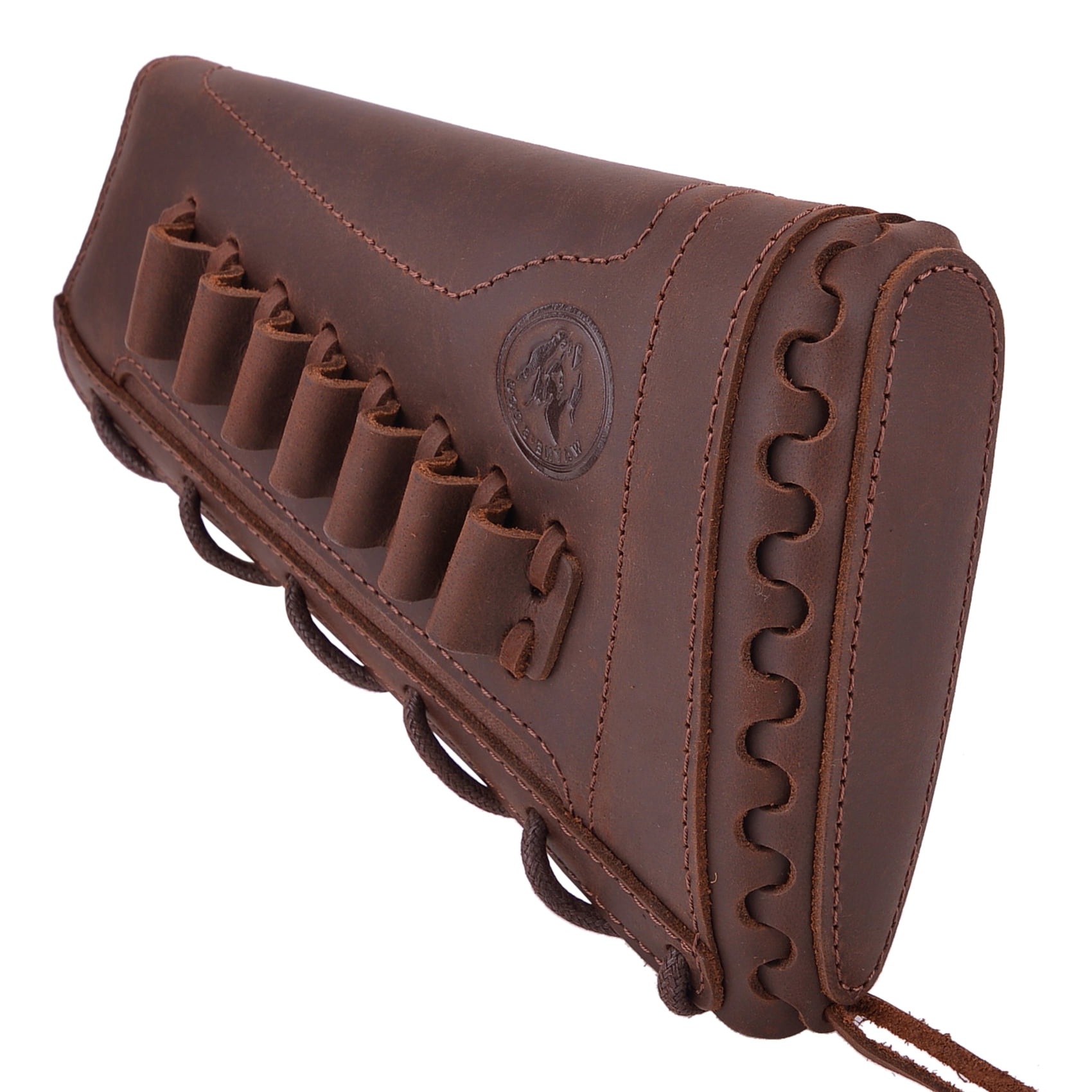 Padded Rifle Buttstock Leather Cover Sleeve with Rifle Ammo Holder for Left Handed .357 .30/30 .38