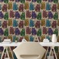 thumbnail image 3 of Ambesonne Tattoo Peel & Stick Wallpaper for Home, Colorful Cats, 13"x36", Multicolor, 3 of 6