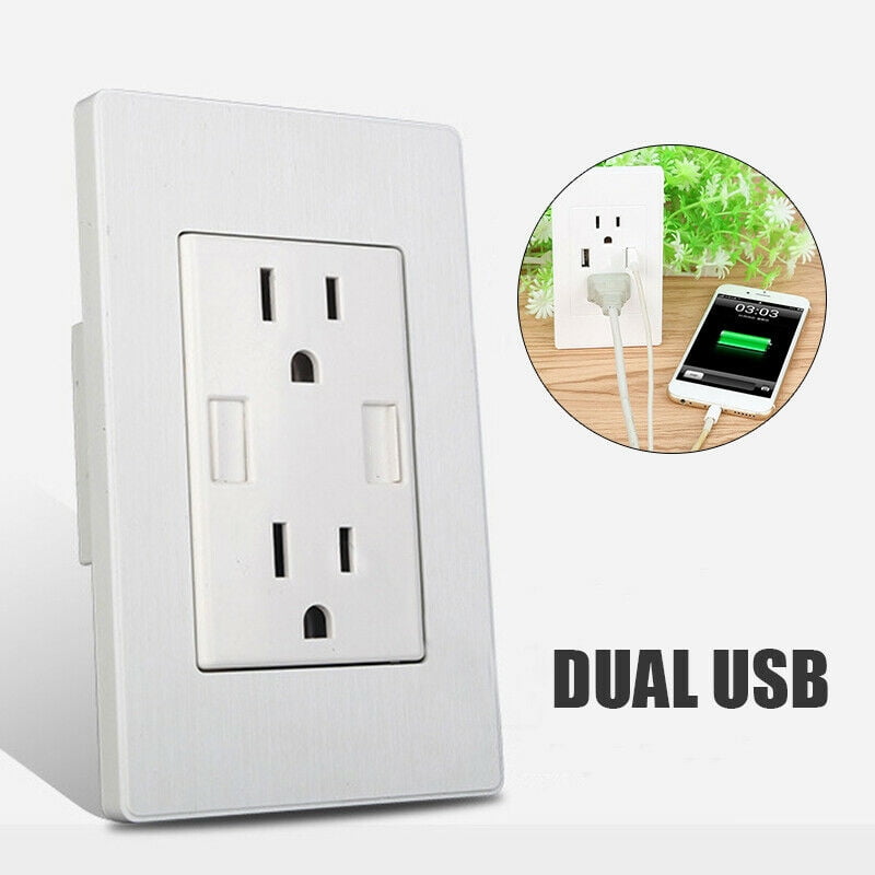 US Plug Dual USB Port Wall Charger Dock Station Socket Power Outlet