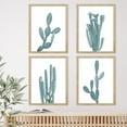 thumbnail image 2 of PixonSign Framed Wall Art Pastel Teal Southwest Desert Cactus Print, Set of 4 Nature Succulent Plants Wall Decor Prints, Botanical Floral Wall Décor, Rustic Home Artwork - 11"x14" Natural, 2 of 5