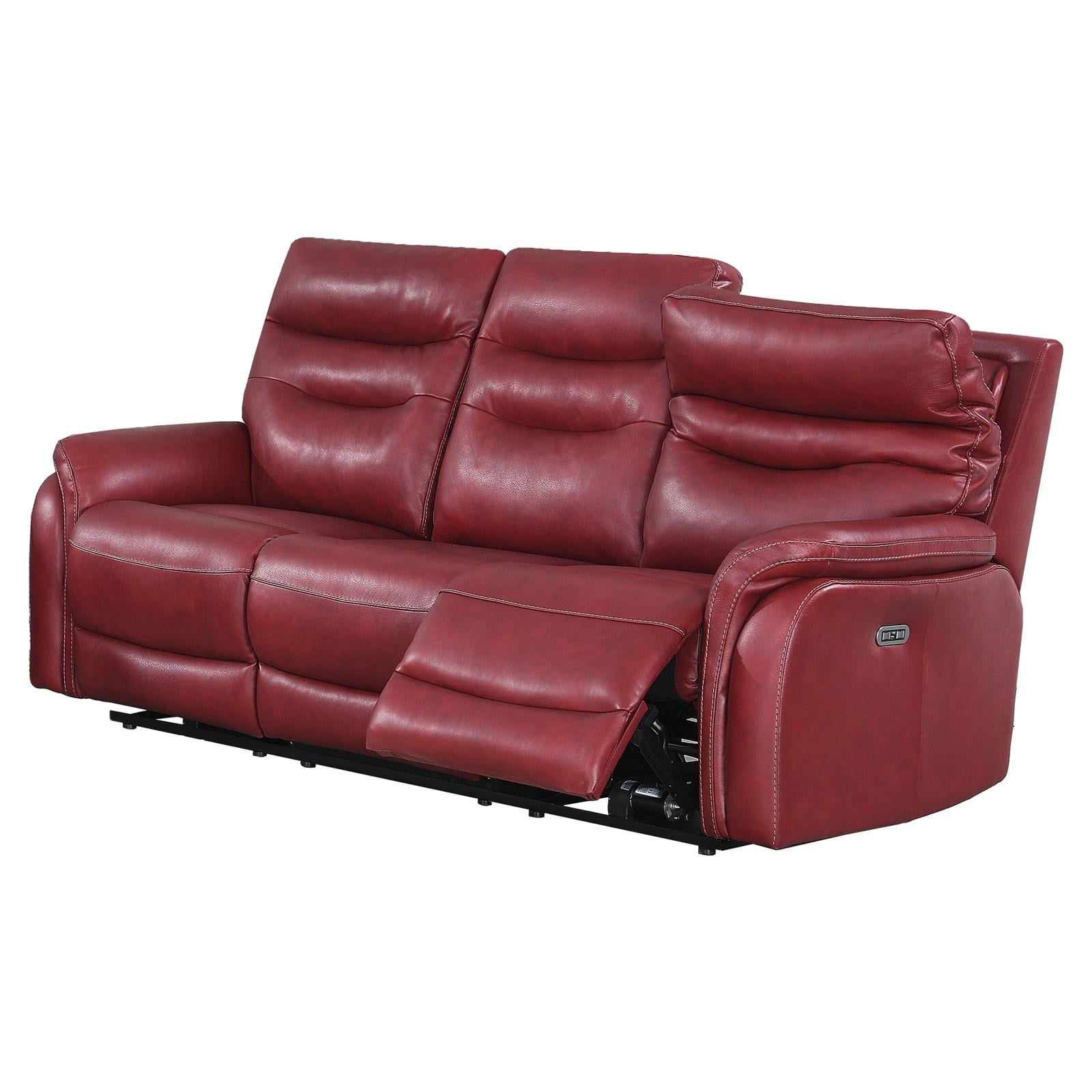 Red Leather Power Reclining Sofa Baci Living Room